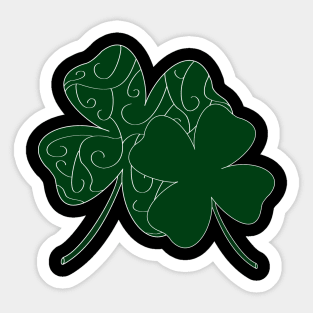 Double Luck Four Leaf Clovers (Black) Sticker